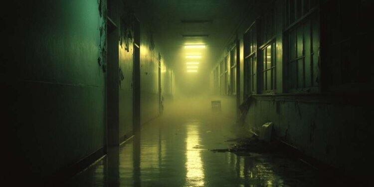 liminal hallway at night