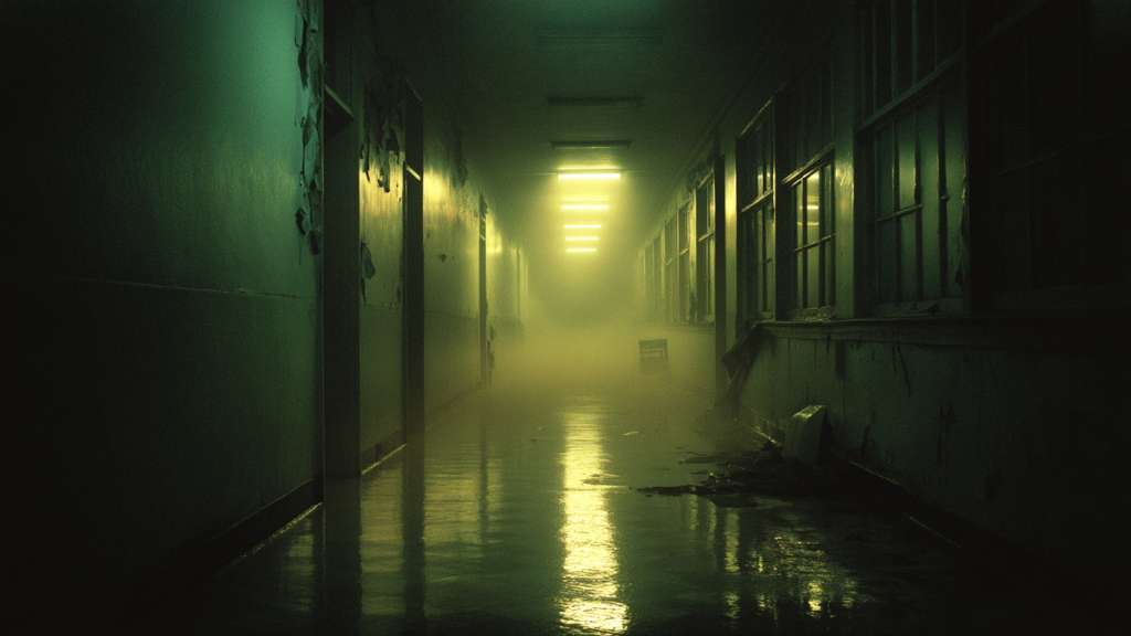 liminal hallway at night