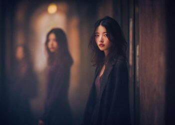 showing ghostly silhouettes of the same person