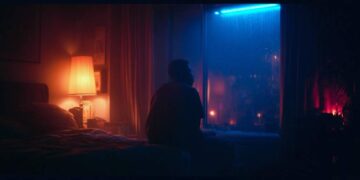 Cinematic low-lit bedroom at night with soft neon glow, warm shadows, and a solitary figure surrounded by quiet late-night atmosphere, inspired by Indie R&B and Neo-Soul