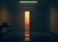 Backrooms-inspired liminal hallway and bedroom listening room representing dark ambient music, bedroom pop, and overthinking