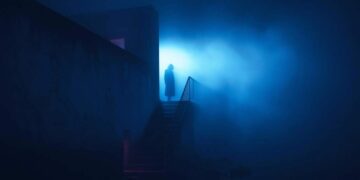 A cinematic liminal apartment hallway after midnight with a mysterious door and warm light underneath, created for The Room After Thinking from The Quiet Archive by Wartonno Sound.