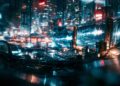 Dark ambient cyberpunk studio at night representing late-night music, emotional worldbuilding, Wartonno, Wartonno Sound, and SOMNII