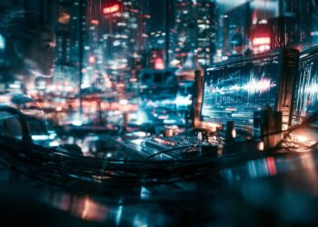 Dark ambient cyberpunk studio at night representing late-night music, emotional worldbuilding, Wartonno, Wartonno Sound, and SOMNII