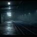 Field recordings visualized as sound waves inside an empty nighttime railway station