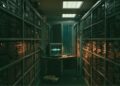 Liminal archive room after midnight inspired by The Lost Tapes and dark ambient music